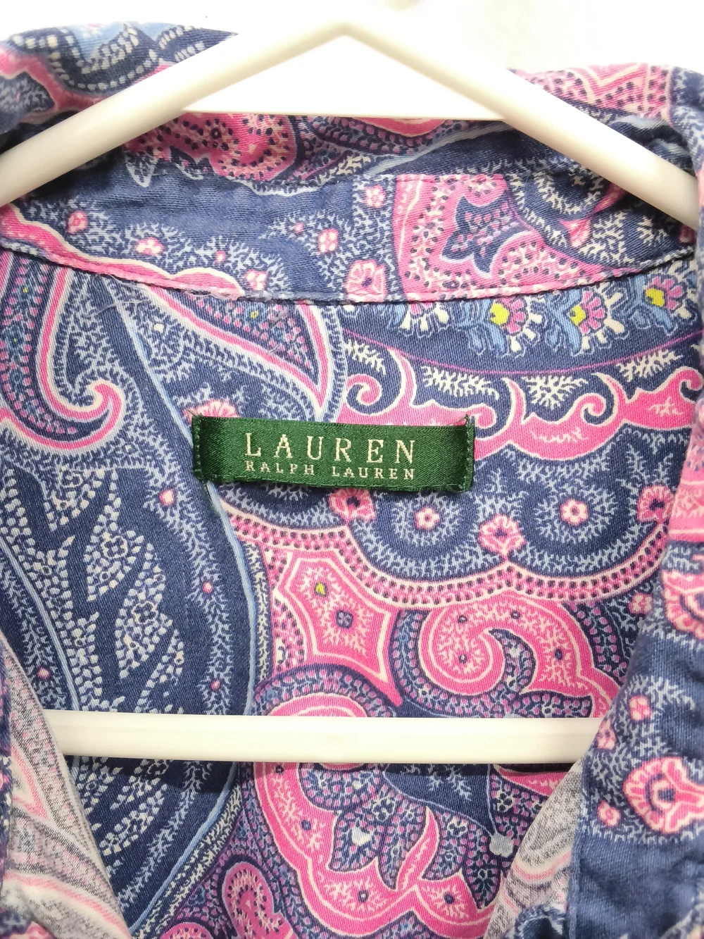 Lauren Ralph Lauren Pink & Navy Paisley Cotton Button-Front - Picture 5 of 7